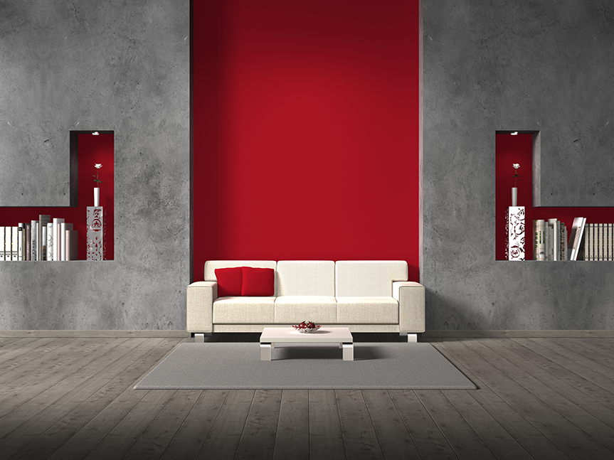 salon rouge et gris
